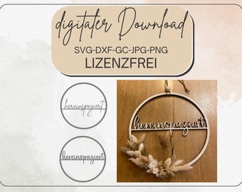 File laser SVG, file laser per insegna porta, file laser per corona porta, cartello "Benvenuto" SVG, file SVG tagliato al laser