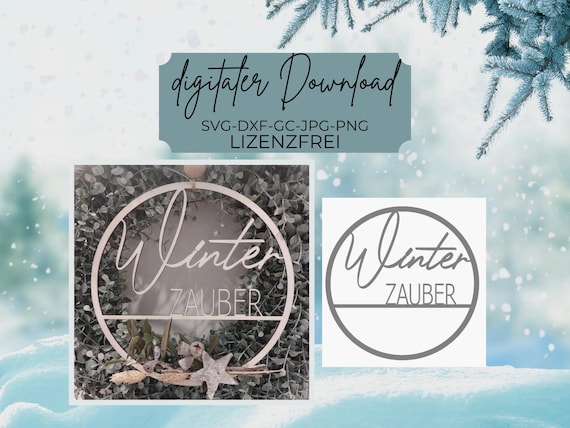 Laserdatei SVG_Türschild Weihnachten SVG_Türkranz Weihnachten SVG_Winter Zauber SVG_Weihnachten SVG_Winter SVG_Lasercutfile_SVG_DXF_GC