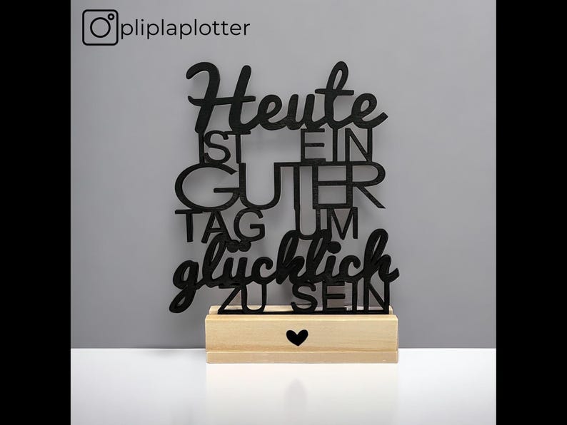 Var glad SVG: Träblockdekor, Idag är en bra dag-ordspråk, laserskuren fil, SVG och DXF direktnedladdning, motivationsskylt DXF bild 9