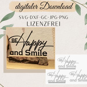 Laserdatei_Klötzchen Deko_"be Happy and Smile" Schriftzug - Gechenk Idee - Deko für das ganze Jahr_Lasercutfile_digitaler Download svg dxf