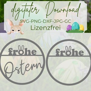 Lasercut Laserdatei, Ostern SVG, Türkranz mit frohe Ostern Schriftzug, frohe Ostern SVG, Laserdatei Lasercut, Laser Cut Files, Hasen SVG