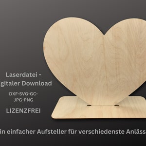 Laserdatei_Herz Aufsteller für verschiedene Materialstärken - 3-6mm - super für verschiedenste Anlässe_Lasercutfile