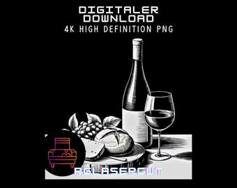 Wine PNG for CNC laser engraving, laser engraving, Glowforge file, Lightburn file, slate engraving, digital design PNG, laser file wine