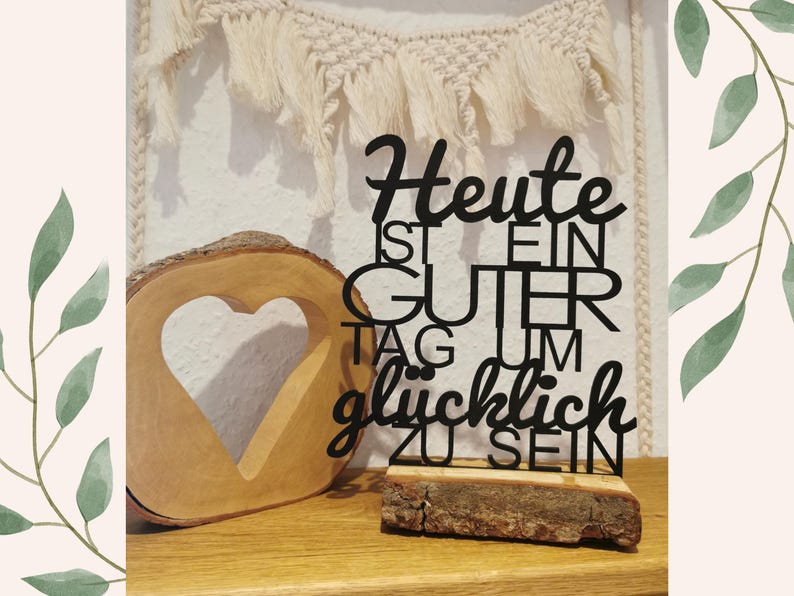 Var glad SVG: Träblockdekor, Idag är en bra dag-ordspråk, laserskuren fil, SVG och DXF direktnedladdning, motivationsskylt DXF bild 4