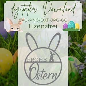 Laserdatei Lasercut,Ostern SVG, Ring mit Hasenohren und frohe Ostern Schriftzug, Laser Cut Files, Hase SVG, Frohe Ostern SVG,Ostern Lasercut