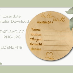 Archivo láser_tarjeta de nacimiento - certificado de nacimiento - signo de nacimiento para escribir en_Lasercutfile_descarga digital