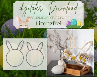 Lasercut Laserdatei, Ostern SVG, Oster Türkranz mit Hasenohren, Easter SVG, Laserdatei Lasercut, Laser Cut Files, Hasen SVG, Bunny svg