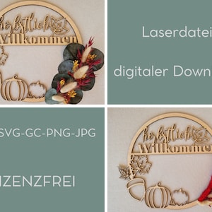 Laser file_autumn welcome_loop_door sign_laser cut file_digital download