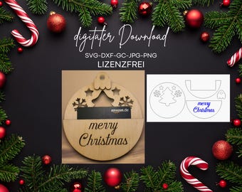 Laser file SVG, laser file money gift, Christmas tree ball SVG, gift cards laser, laser cut file Christmas svg, Christmas SVG, png file