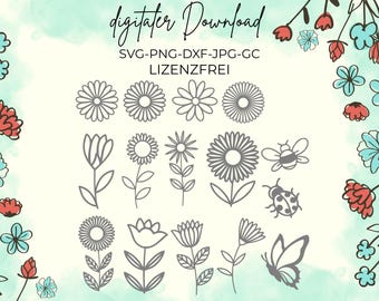 Bloemen SVG, laserbestand bloemen, laserbestand lasergesneden, laserbestand bloemen, lente svg, bloemen png, bloemen voor flatlay decoratie, bloemendecoratie van hout