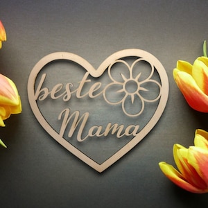 Laserdatei Lasercut, beste Mama Laserdatei, Herz mit Blume, Lasercutfile, Lasercut Laserdatei, Laserdatei Muttertag, Muttertag SVG