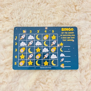 Bingo Savings Challenge physique plastifié Tracker Starry Night Savings Enveloppe pour reliure en espèces, fonds d'amortissement, P29