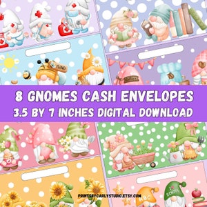 Gnome Cash Envelopes Printable Budget Envelope Transaction Tracker Sinking Fund Money Envelope Cute Cash Envelope Expense Tracker, C08