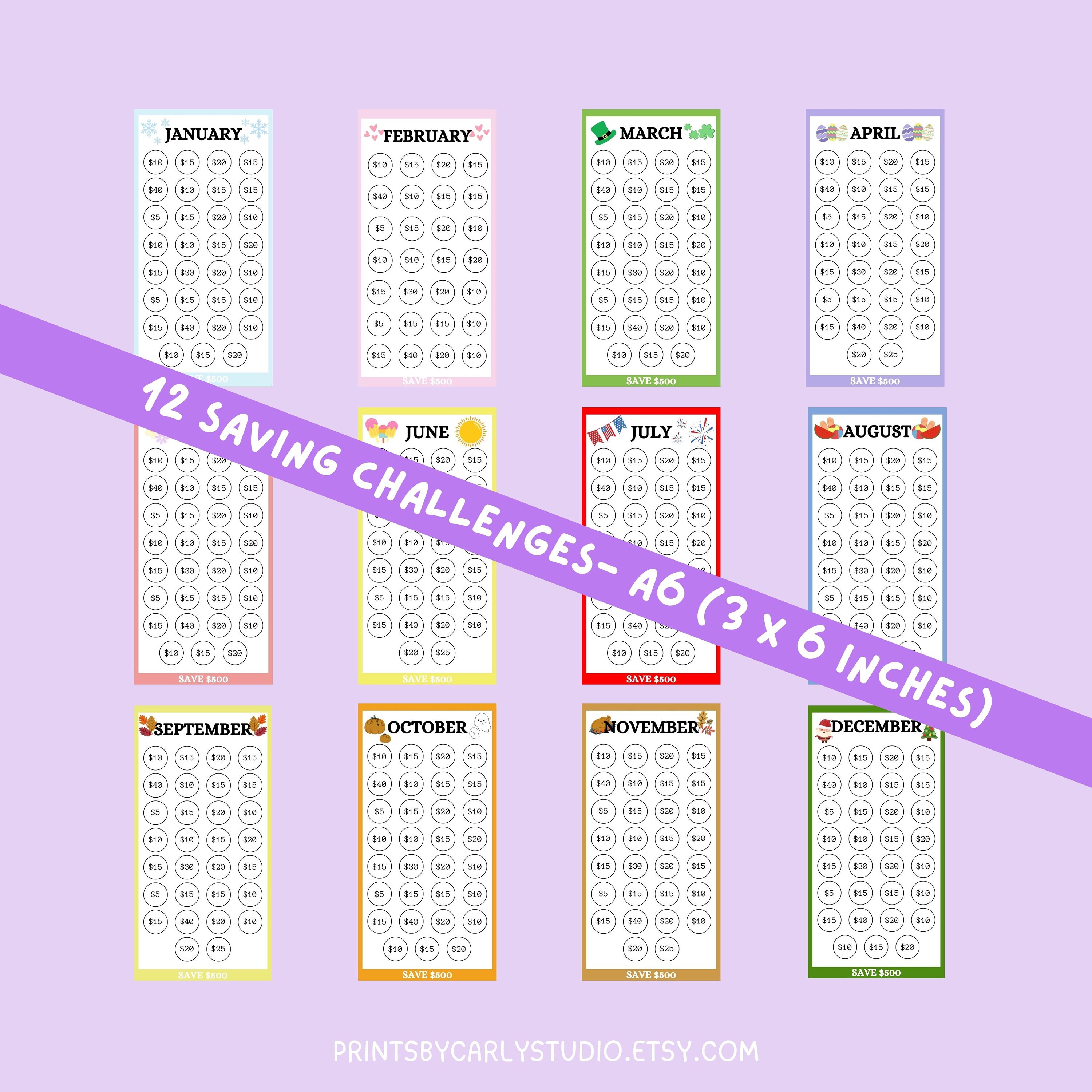 Monthly Saving Challenge Printable Saving Envelope A6 Savings Challenge ...