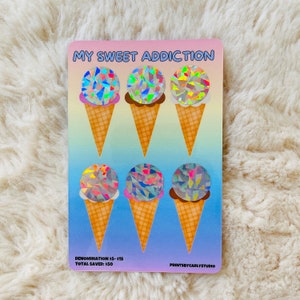 Sweet Addiction Scratch Off Savings Ice Cream Cake Physical Trackers Sweet Treats Laminated Double sided Savings Challenge Cash Envelopes