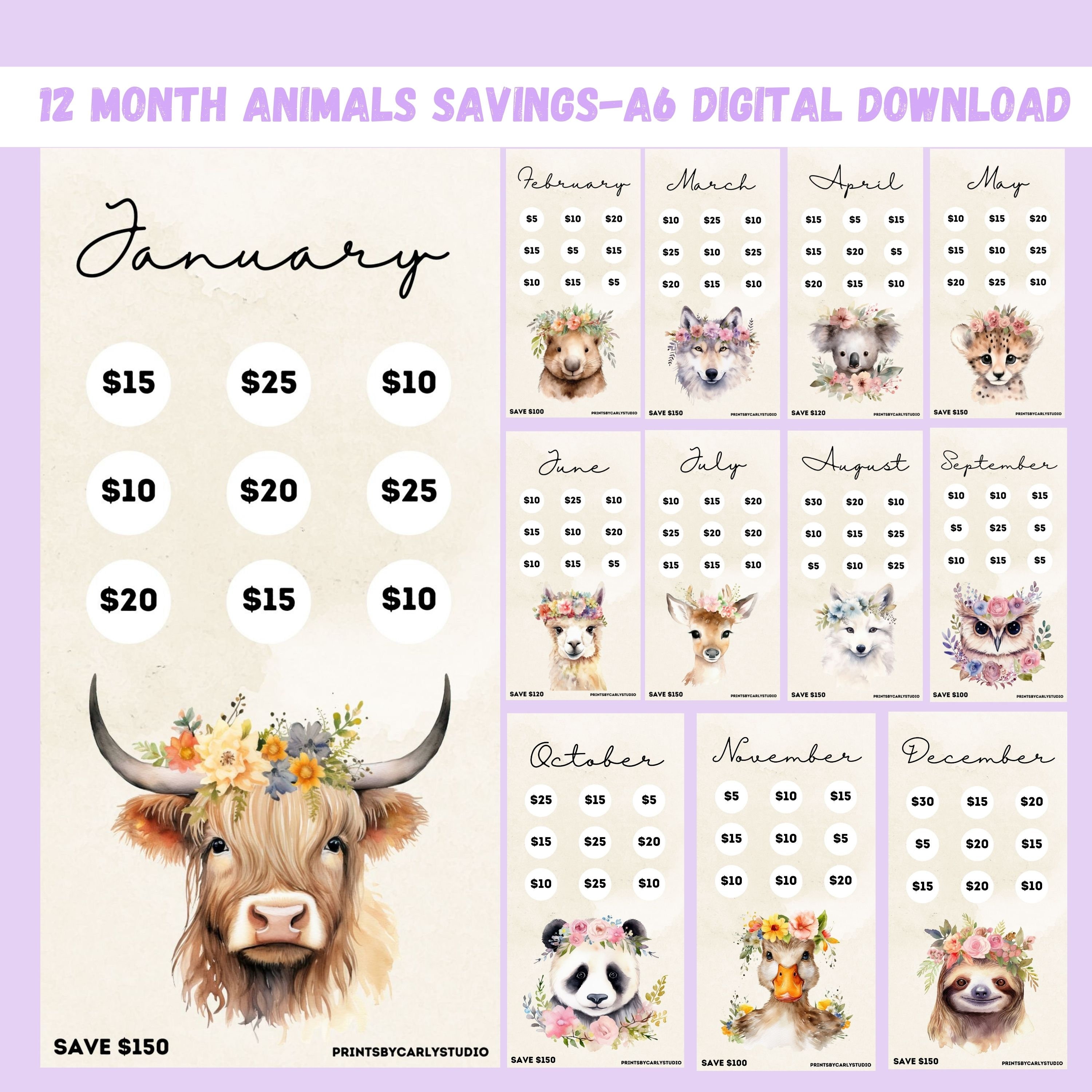 ★うさこ★ A6リフィル　savings challenge JAPAN Travel Savings Challenge - A6 + A4 Printable PDF