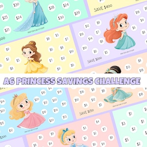 Princess A6 Savings Challenge, Low Income Saving Challenge Bundle, Cute Girls Savings Challenges, Cash Envelopes, A6 Savings Challenges