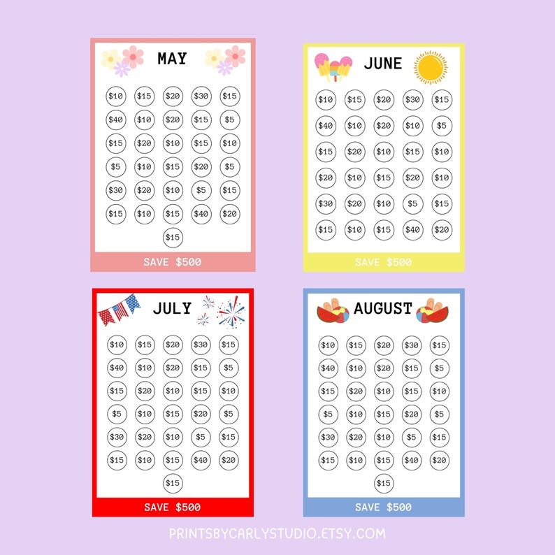 Monthly Saving Challenge Printable Envelope Savings for A6 Etsy