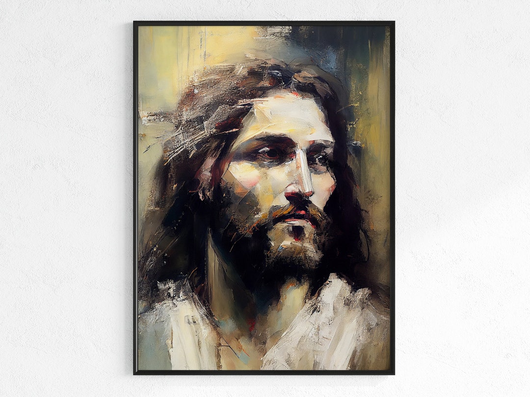 Abstract Vintage Jesus Painting Abstract Art Vintage Wall Art Instant