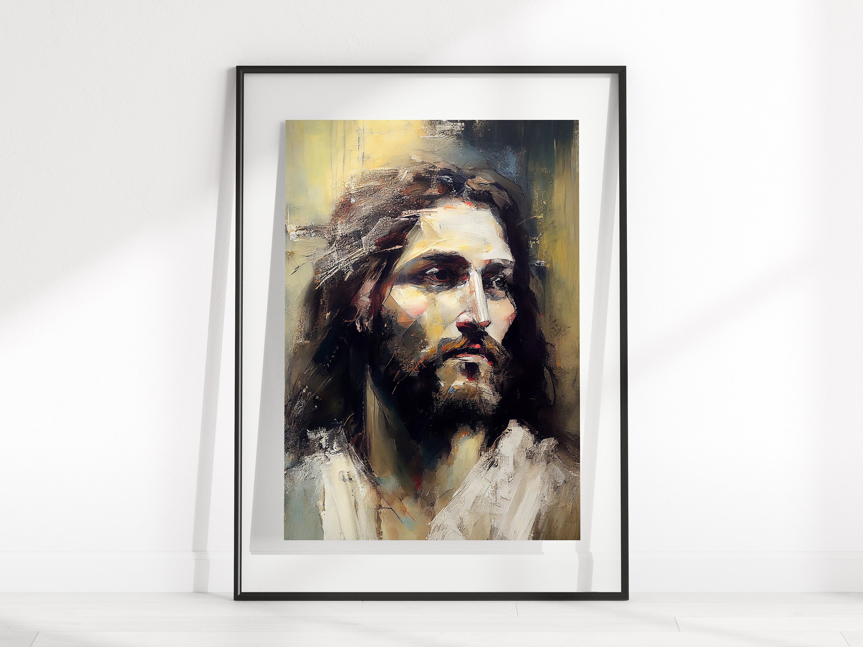 Abstract Vintage Jesus Painting Abstract Art Vintage Wall Art Instant