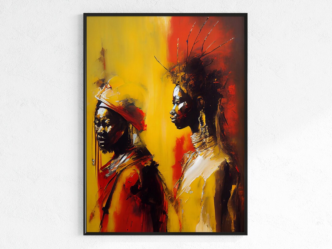 African King and Queen Painting African Abstract Wall Art Prints