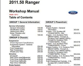 Ford Ranger 2011.50MY 2011 Service Reparaturhandbuch Werkstatt PDF