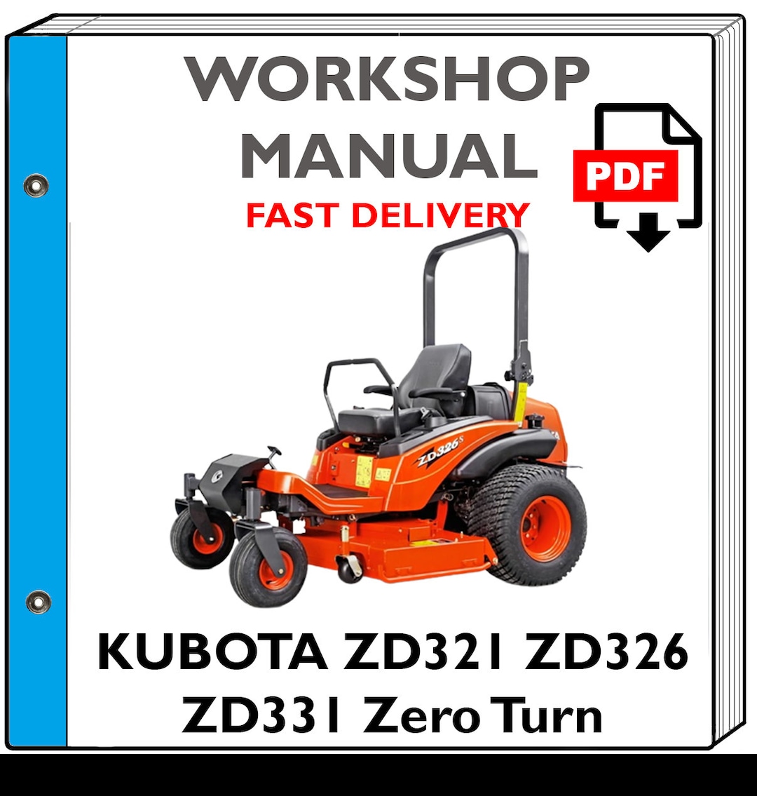 KUBOTA ZD321 ZD326 ZD331 Zero Turn Mowers Service Repair Shop Manual Etsy
