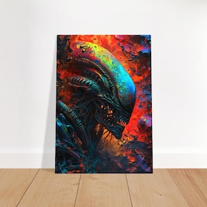 Xenogénesis psicodélica (SIN TEXTO): póster de película alienígena, arte alienígena, pintura abstracta, arte psicodélico alienígena, impresión de película, película de terror