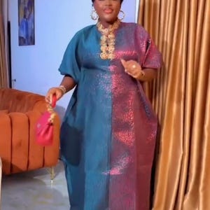 Afrikaanse boubou-jurk/boubou-jurk/feestjurk/exotische boubou-jurk/kaftan/rijke tante vibes/classy boubou/luxe brokaat boubou/bubu