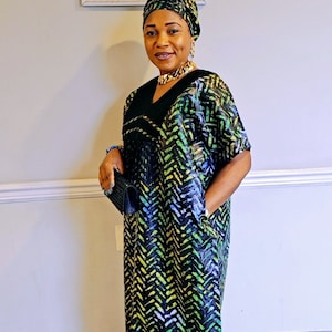 African Beautiful Boubou Outfit made with Adire Polish.