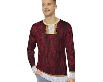 Fabled Fashion Men's Long Sleeve Celtic knot effect Santa Clause Christmas AOP Shirt