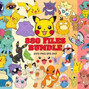 Pokemon Svg, Cut Files For Cricut, Png Files, Pokemon Cricut Vector Bundle