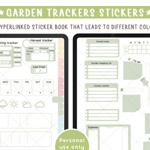 Gartenorganisationsaufkleber. 280 Tracker für Goodnotes und Noteful digitale Kalender, PNG-Cliparts, PDF-Broschüre zur Dokumentation Ihrer Setzlinge. Bild 3
