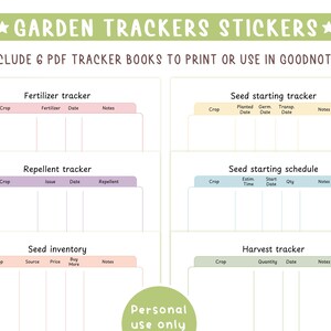 Gartenorganisationsaufkleber. 280 Tracker für Goodnotes und Noteful digitale Kalender, PNG-Cliparts, PDF-Broschüre zur Dokumentation Ihrer Setzlinge. Bild 4