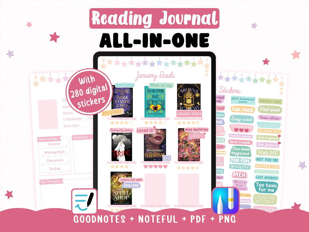 Monthly Digital Reading Journal – Pink Cute | Wishlist, Book Reviews ...