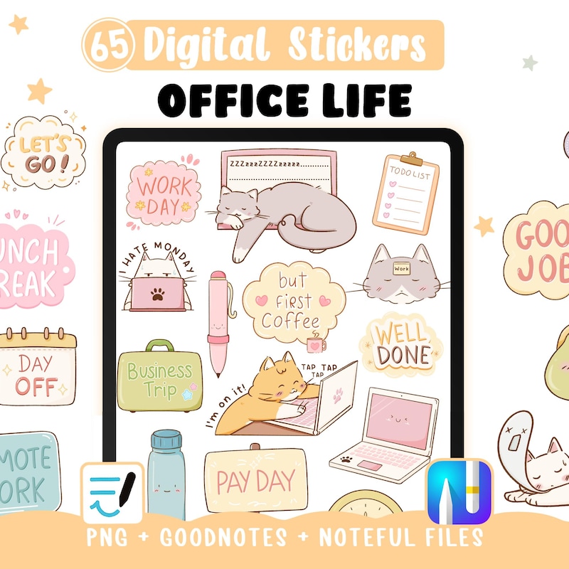 Cat Office Stickers - Etsy