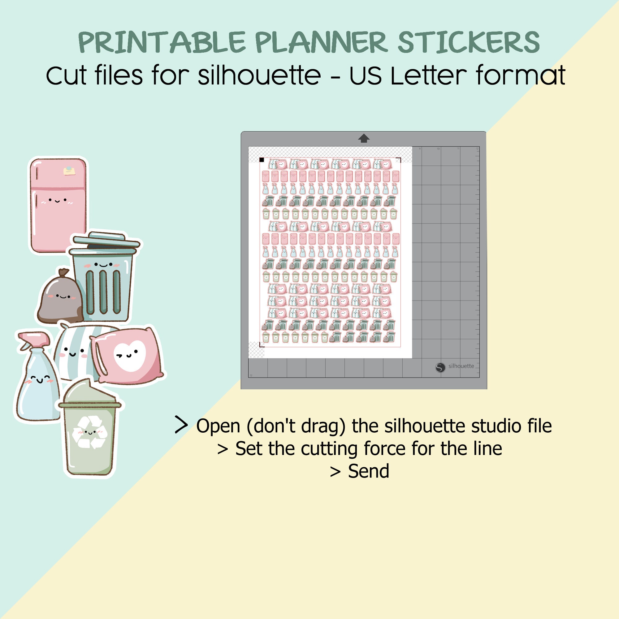 Printable Cleaning Stickers, File for Silhouette and Cricut, Print Your ...