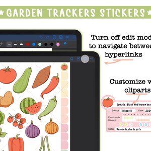 Gartenorganisationsaufkleber. 280 Tracker für Goodnotes und Noteful digitale Kalender, PNG-Cliparts, PDF-Broschüre zur Dokumentation Ihrer Setzlinge. Bild 5