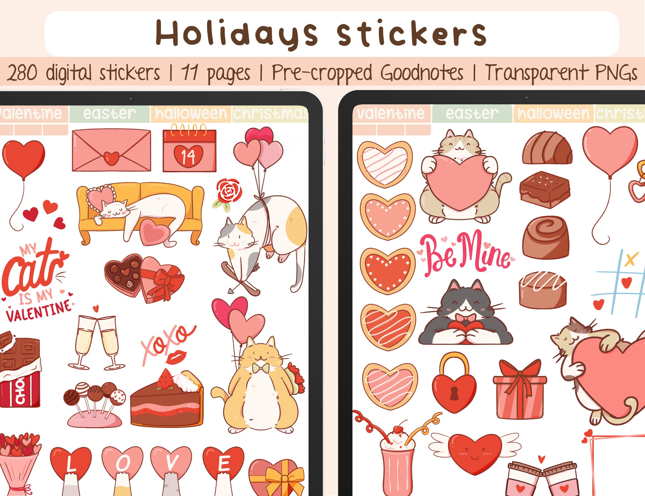 Bundle Digital Stickers Holidays for Goodnotes Ipad, Hyper-linked Book ...