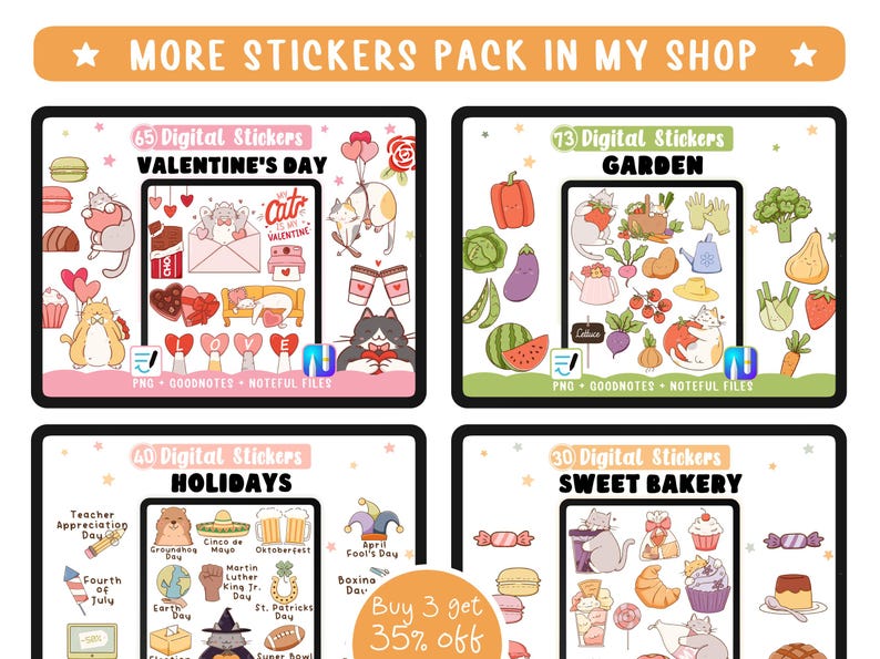 Halloween Digital Stickers – Cute Cats, Ghosts & Pumpkins for Planners or Invitation Print - GoodNotes Noteful Files, 90 Clipart PNGs image 5