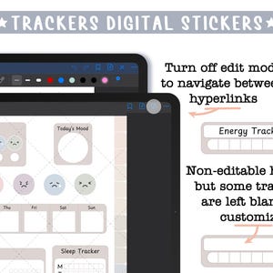 Neutrale digitale Sticker-Tracker. 250 gestanzte Tracker-Widgets für digitale Goodnotes-Planer im Buchformat + transparente PNGs Bild 3