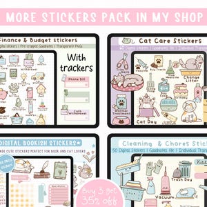 Self Care Digital Stickers for Planner | Mental Health & Self-Care Trackers | Kawaii Stickers for GoodNotes and Noteful image 4