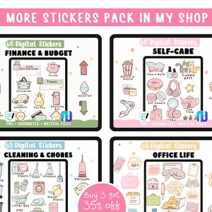 Birthday Stickers for Digital Planners. Celebrations Noteful Goodnotes Stickers & 125 Transparent Cute Cats PNG Clipart. image 4