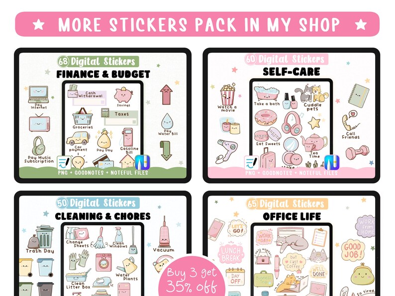 Birthday Stickers for Digital Planners. Celebrations Noteful Goodnotes Stickers & 125 Transparent Cute Cats PNG Clipart. image 4