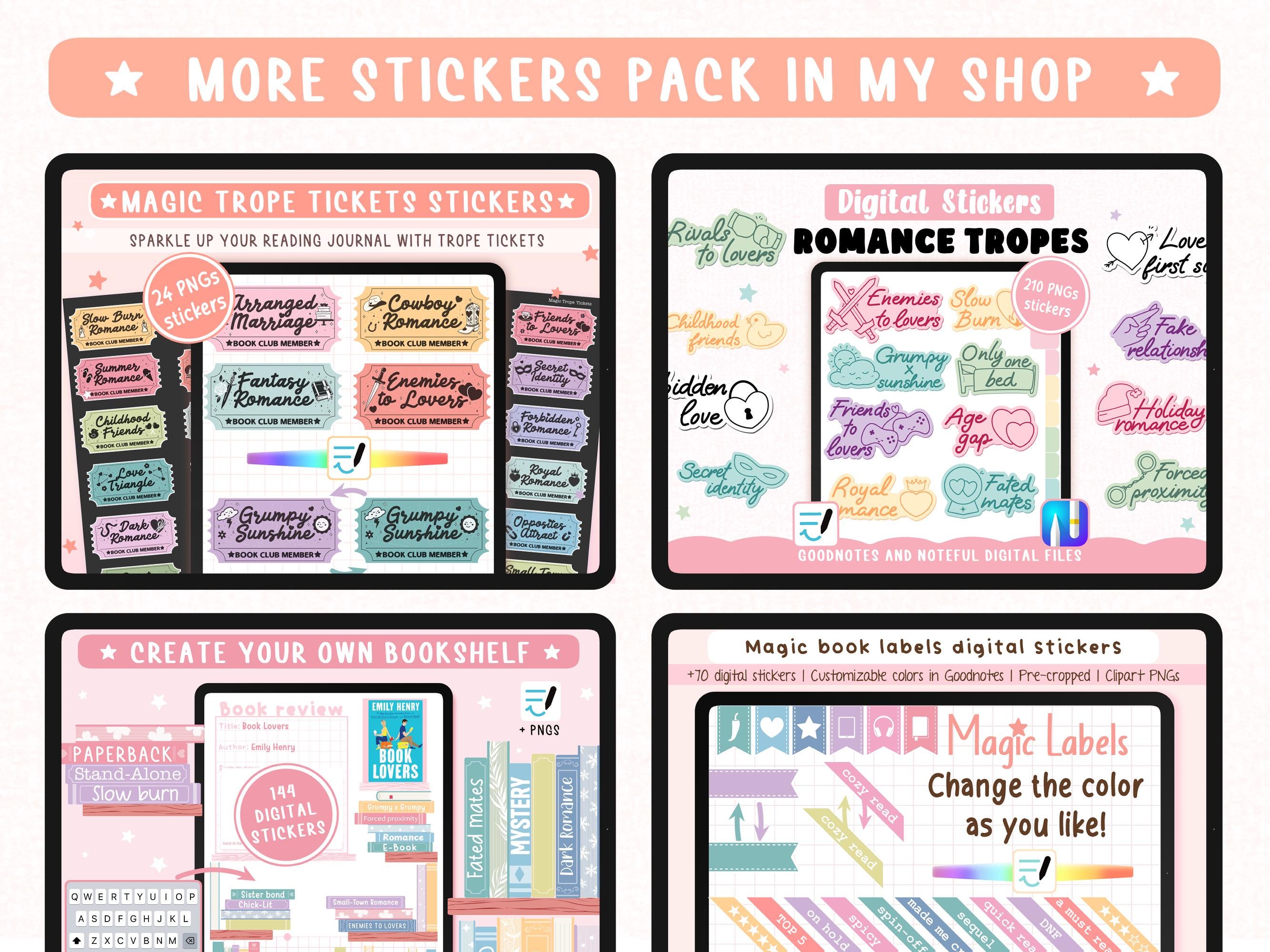 Book Rating Digital Stickers, Customizable Colors for Reading Journals ...