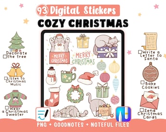 Christmas Digital Stickers - Hand-Drawn | 93 Christmas PNG Cliparts for Digital Planners and Printing | GoodNotes & Noteful Files