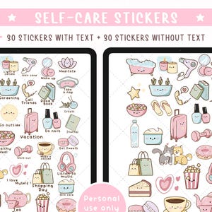 Self Care Digital Stickers for Planner | Mental Health & Self-Care Trackers | Kawaii Stickers for GoodNotes and Noteful image 2