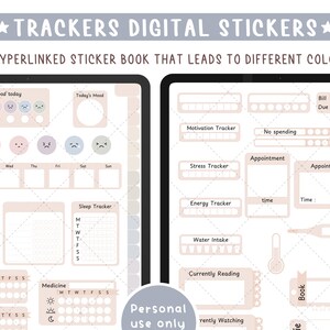 Neutrale digitale Sticker-Tracker. 250 gestanzte Tracker-Widgets für digitale Goodnotes-Planer im Buchformat + transparente PNGs Bild 2