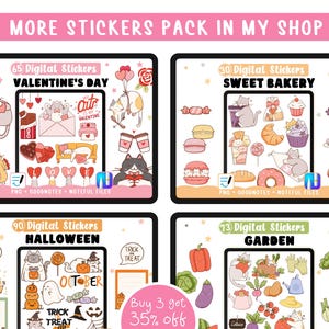 Birthday Stickers for Digital Planners. Celebrations Noteful Goodnotes Stickers & 125 Transparent Cute Cats PNG Clipart. image 5