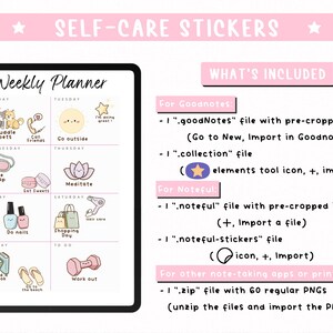 Self Care Digital Stickers for Planner | Mental Health & Self-Care Trackers | Kawaii Stickers for GoodNotes and Noteful image 3